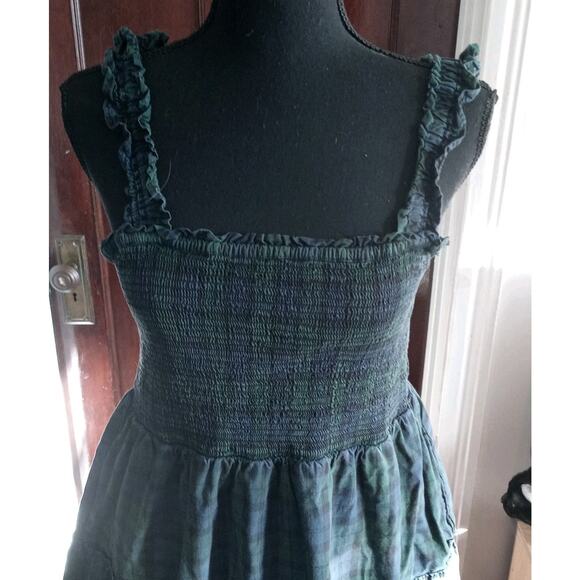 J Crew Tartan Plaid Smocked Womens MEDIUM Tiered $128 Dress Cotton Poplin - Picture 12 of 16